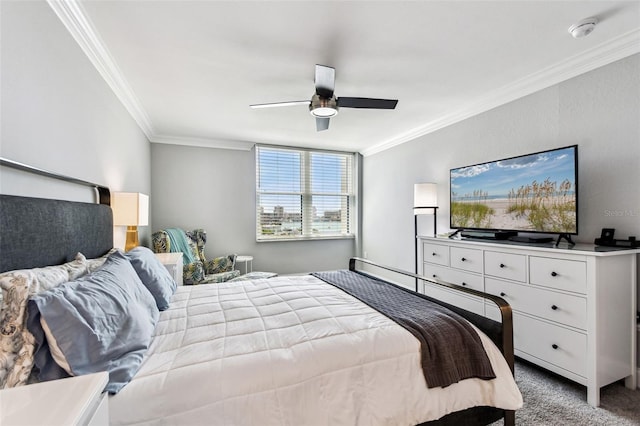 400 Island Way Unit 502, Clearwater Beach, FL 33767 - bedroom with ornamental molding, light colored carpet, and ceiling fan