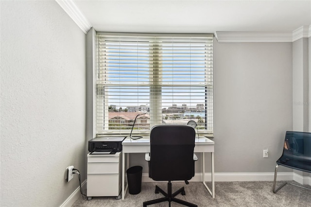 400 Island Way Unit 502, Clearwater Beach, FL 33767 - office area with ornamental molding and carpet floors
