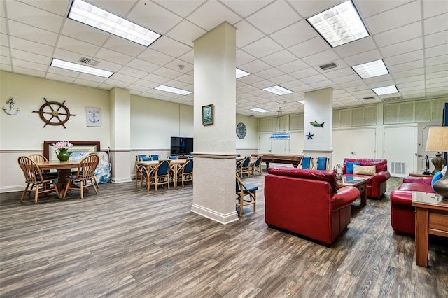 400 Island Way Unit 502, Clearwater Beach, FL 33767 - living room with wood finished floors and a paneled ceiling