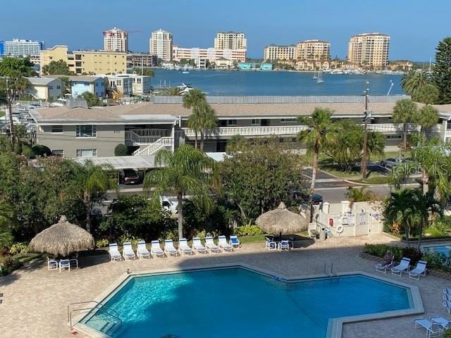 400 Island Way Unit 502, Clearwater Beach, FL 33767 - community pool with a patio and a view of city