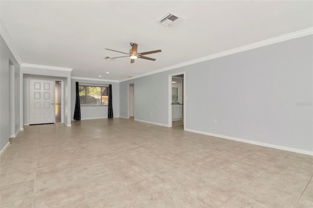 8626 Woodbridge Dr, New Port Richey, FL 34655 - unfurnished room featuring crown molding and a ceiling fan