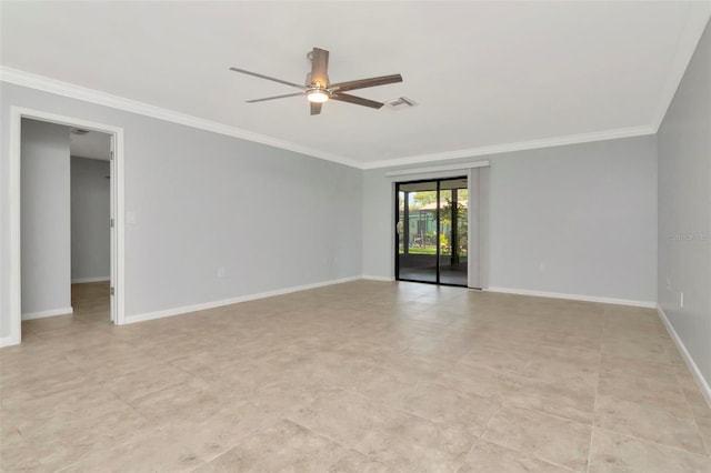 8626 Woodbridge Dr, New Port Richey, FL 34655 - empty room featuring crown molding and ceiling fan