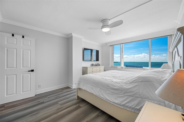 6372 Palma Del Mar Blvd S Unit 601, Saint Petersburg, FL 33715 - bedroom with ornamental molding, wood finished floors, and ceiling fan