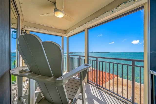 6372 Palma Del Mar Blvd S Unit 601, Saint Petersburg, FL 33715 - balcony featuring a water view and ceiling fan