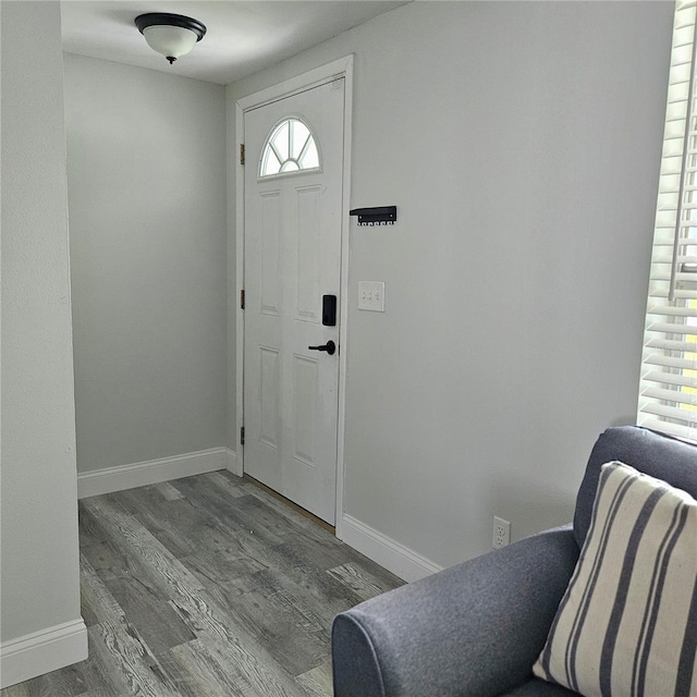 6008 Firefly Ln, Apollo Beach, FL 33572 - foyer featuring wood finished floors and baseboards