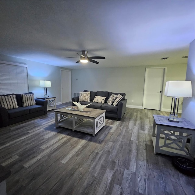 6008 Firefly Ln, Apollo Beach, FL 33572 - living area featuring wood finished floors and ceiling fan