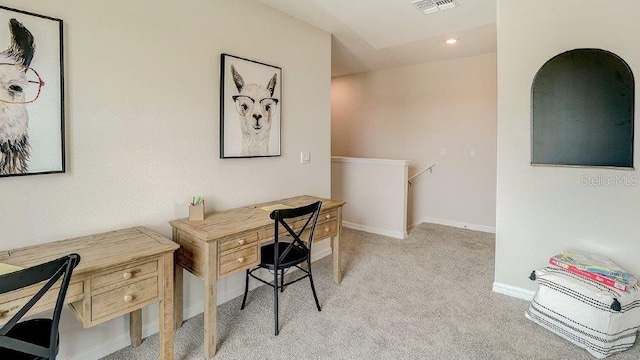 577 Mangrove Shade Cir, Apollo Beach, FL 33572 - office space with light carpet, baseboards, and recessed lighting
