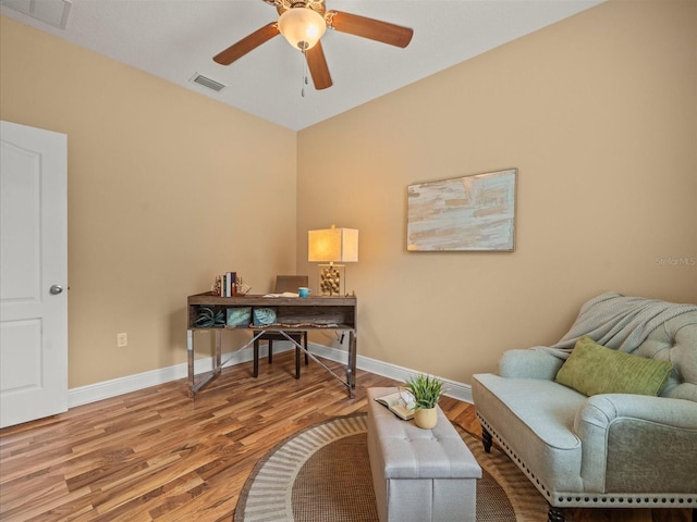 27546 Stonecreek Way, Wesley Chapel, FL 33544 - home office with wood finished floors and ceiling fan