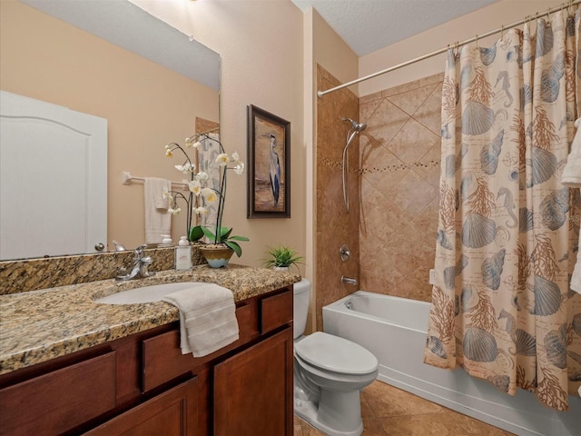 27546 Stonecreek Way, Wesley Chapel, FL 33544 - bathroom featuring shower / tub combo with curtain, vanity, and tile patterned flooring