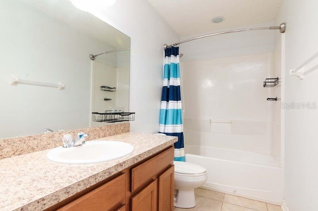 5916 Tulip Flower Dr, Riverview, FL 33578 - bathroom featuring tile patterned flooring, vanity, and shower / bath combination with curtain
