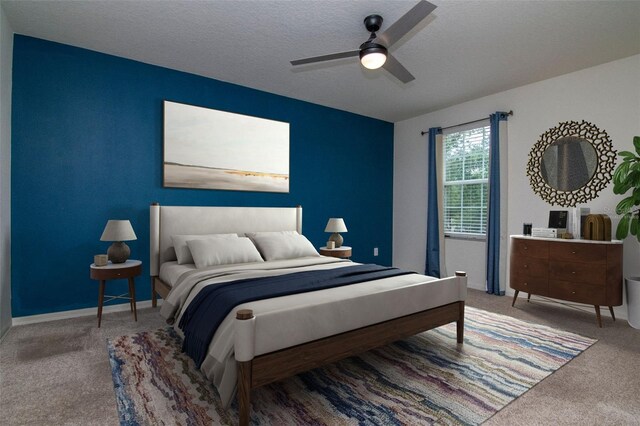 5916 Tulip Flower Dr, Riverview, FL 33578 - bedroom with carpet flooring, a ceiling fan, and a textured ceiling