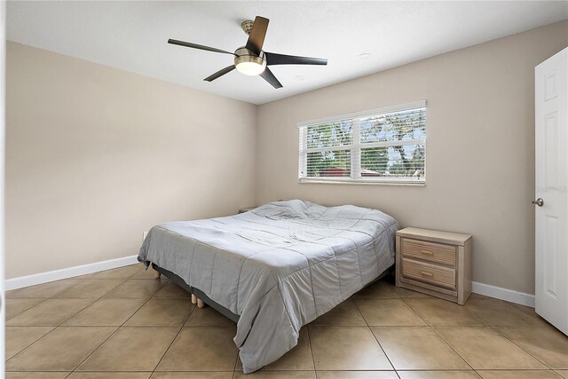 11029 Clay Pit Rd, Tampa, FL 33610 - bedroom featuring light tile patterned floors, baseboards, and a ceiling fan