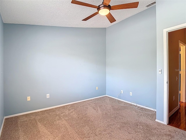 12464 Berkeley Square Dr, Tampa, FL 33626 - unfurnished room with ceiling fan, carpet flooring, and a textured ceiling