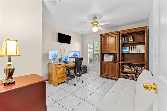 6051 65th Ave N, Pinellas Park, FL 33781 - home office featuring ceiling fan and light tile patterned floors