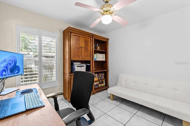 6051 65th Ave N, Pinellas Park, FL 33781 - home office featuring light tile patterned floors and ceiling fan