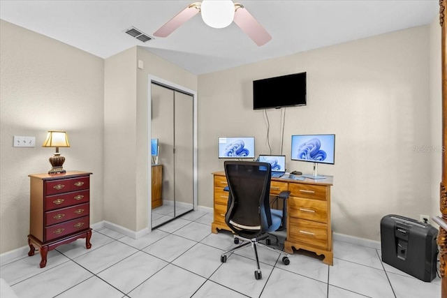 6051 65th Ave N, Pinellas Park, FL 33781 - office space with a ceiling fan and light tile patterned flooring