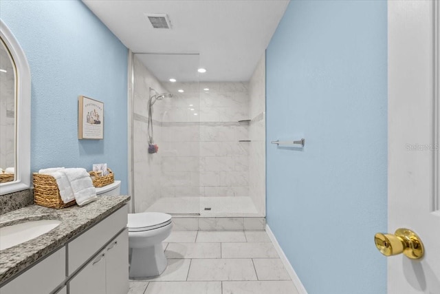 6051 65th Ave N, Pinellas Park, FL 33781 - full bath featuring vanity, a stall shower, marble look tiles, and recessed lighting