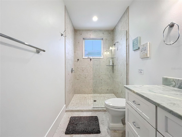1204 Derby Ln, Sarasota, FL 34242 - bathroom with toilet, walk in shower, vanity, and tile patterned floors