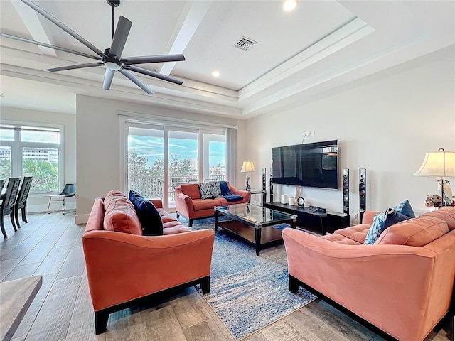 1204 Derby Ln, Sarasota, FL 34242 - living room featuring wood finished floors, ceiling fan, recessed lighting, and baseboards