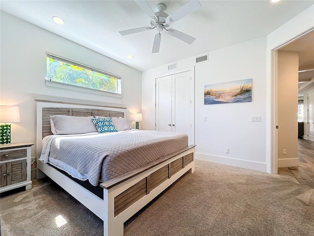1204 Derby Ln, Sarasota, FL 34242 - bedroom with carpet, multiple windows, baseboards, recessed lighting, and a closet