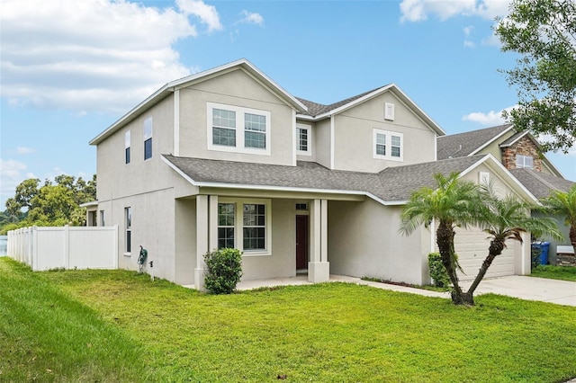 7509 Tangle Bend Dr, Gibsonton, FL 33534 - view of front facade with a shingled roof, covered porch, driveway, and stucco siding