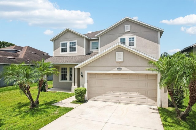 7509 Tangle Bend Dr, Gibsonton, FL 33534 - traditional home featuring driveway, stucco siding, and a front lawn