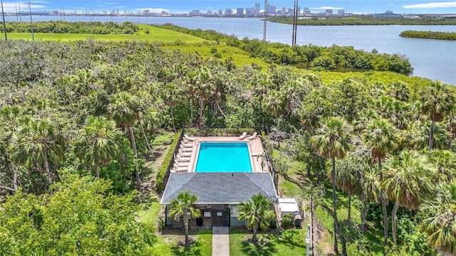 4567 Tuscan Loon Dr, Tampa, FL 33619 - bird's eye view of a pool and a large body of water