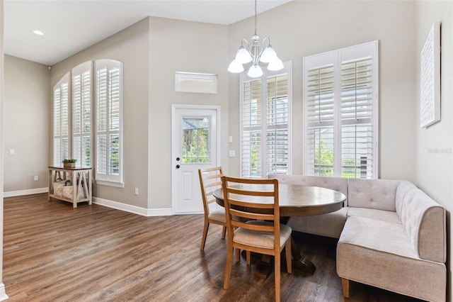 5823 Terncrest Dr, Lithia, FL 33547 - dining room featuring wood finished floors, a chandelier, and recessed lighting