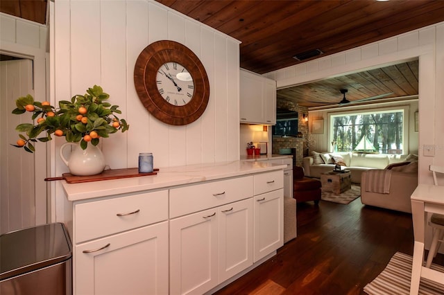 19209 Crooked Ln, Lutz, FL 33548 - corridor featuring wood ceiling, dark wood-style floors, and wooden walls