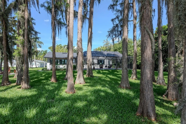19209 Crooked Ln, Lutz, FL 33548 - view of front of home featuring a front yard and glass enclosure
