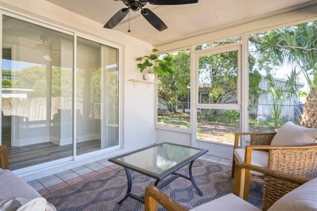 6442 Sutherland Ave, New Port Richey, FL 34653 - sunroom with ceiling fan