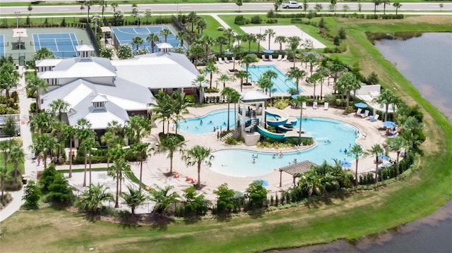 7116 Estero Ct, Apollo Beach, FL 33572 - drone / aerial view of a pool area and a large body of water