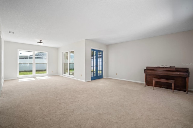 6841 Mitchell Cir, Tampa, FL 33634 - unfurnished living room with light colored carpet and french doors