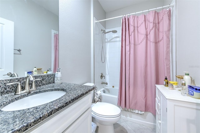 25200 Lambrusco Loop, Lutz, FL 33559 - bathroom featuring vanity, shower / bath combo, and tile patterned flooring