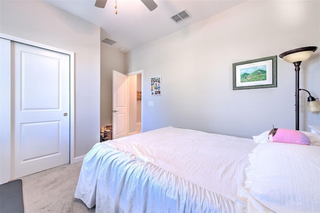 25200 Lambrusco Loop, Lutz, FL 33559 - bedroom featuring light colored carpet, a ceiling fan, and a closet