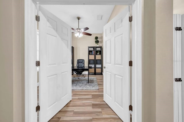 32624 Summerglade Dr, Wesley Chapel, FL 33545 - hall with an office area and light wood finished floors