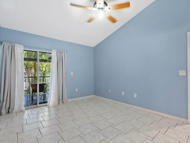 4777 Duhme Rd Unit 1D, Saint Petersburg, FL 33708 - spare room with a ceiling fan and vaulted ceiling