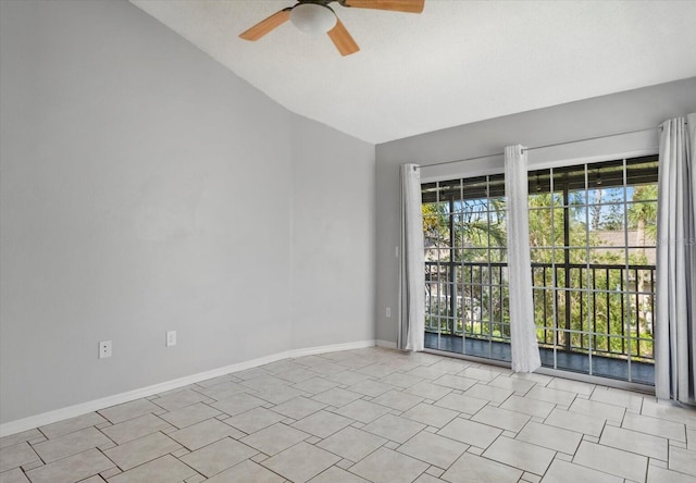 4777 Duhme Rd Unit 1D, Saint Petersburg, FL 33708 - unfurnished room featuring vaulted ceiling and a ceiling fan