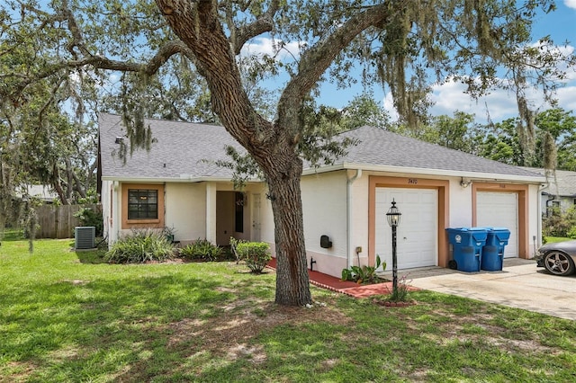 7470 Canterbury St, Spring Hill, FL 34606 - ranch-style house with driveway, stucco siding, a shingled roof, and a garage