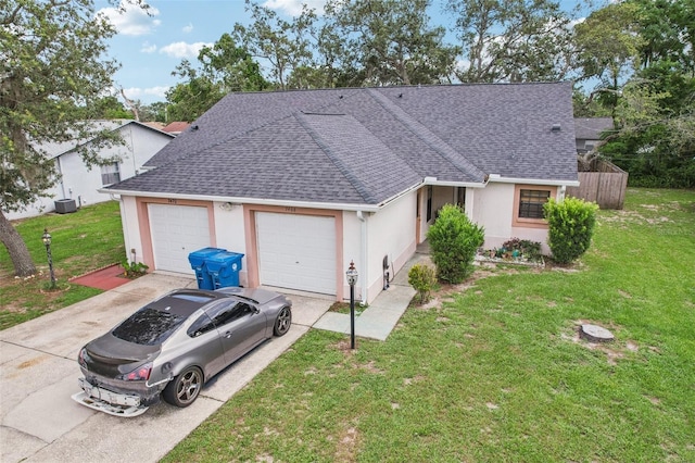 7470 Canterbury St, Spring Hill, FL 34606 - single story home with a shingled roof, an attached garage, and a front lawn