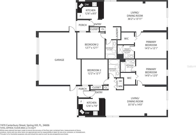 7470 Canterbury St, Spring Hill, FL 34606 - view of floor plan / room layout