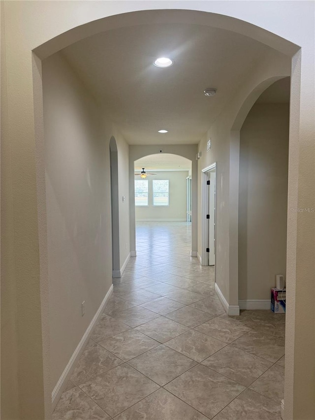 5082 Inshore Landings Dr, Apollo Beach, FL 33572 - hall featuring arched walkways and recessed lighting