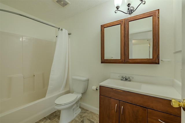 932 W Wheeler Rd, Brandon, FL 33510 - bathroom featuring vanity, shower / tub combo, and a textured ceiling