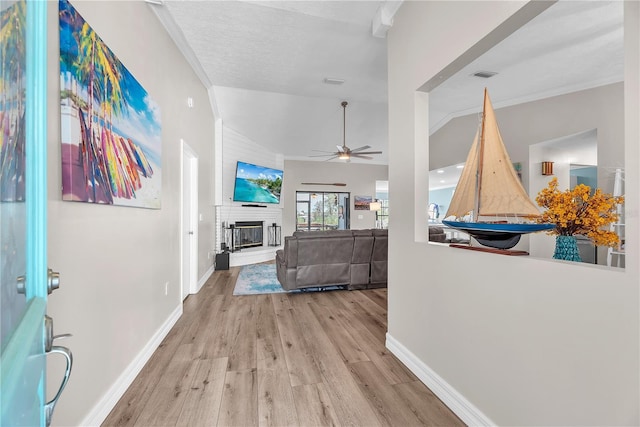 832 Birdie Way, Apollo Beach, FL 33572 - corridor with wood finished floors and vaulted ceiling