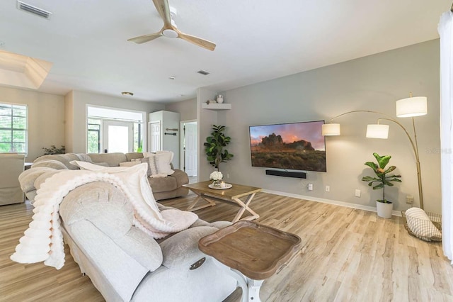 7725 235th St E, Myakka City, FL 34251 - living area with wood finished floors and ceiling fan