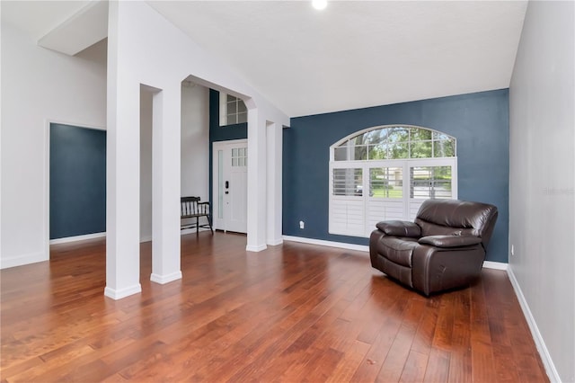 18004 Clear Lake Dr, Lutz, FL 33548 - unfurnished room featuring hardwood / wood-style floors and lofted ceiling