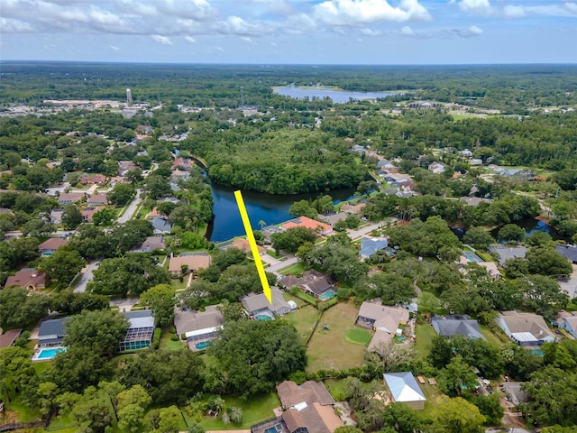18004 Clear Lake Dr, Lutz, FL 33548 - aerial perspective of suburban area with a large body of water
