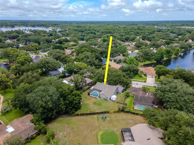 18004 Clear Lake Dr, Lutz, FL 33548 - aerial view of residential area featuring a large body of water