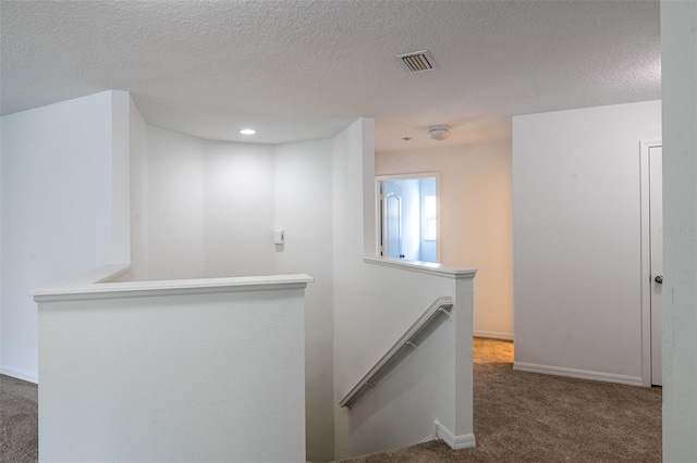 10605 Marsanne Pl, Riverview, FL 33578 - hallway with an upstairs landing, carpet, a textured ceiling, and recessed lighting