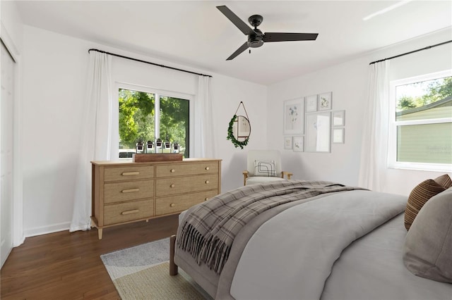 2834 10th Ave N, Saint Petersburg, FL 33713 - bedroom featuring dark wood finished floors and a ceiling fan